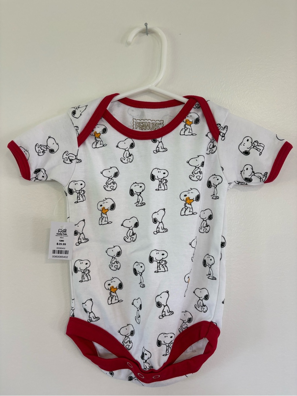 Peanuts Snoopy & Woodstock Baby Bodysuit 6-12M NWT